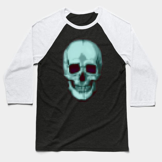 pixel-skull Baseball T-Shirt by MunkeeWear